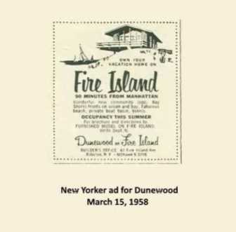 Original ad for Dunewood in the New Yorker, 1958.