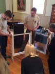 Window being restored during one of SPLIA’s annual Spring Preservation Workshops. Photo courtesy of SPLIA.